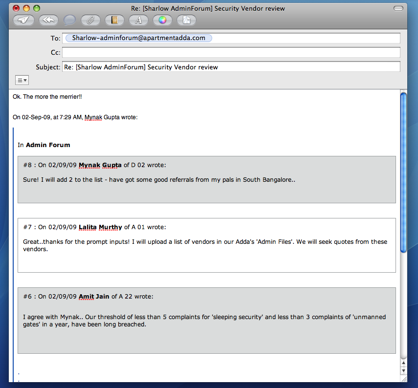 Admin-Forum post in e-mail