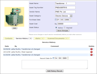 Track Asset Details for preventive maintenance