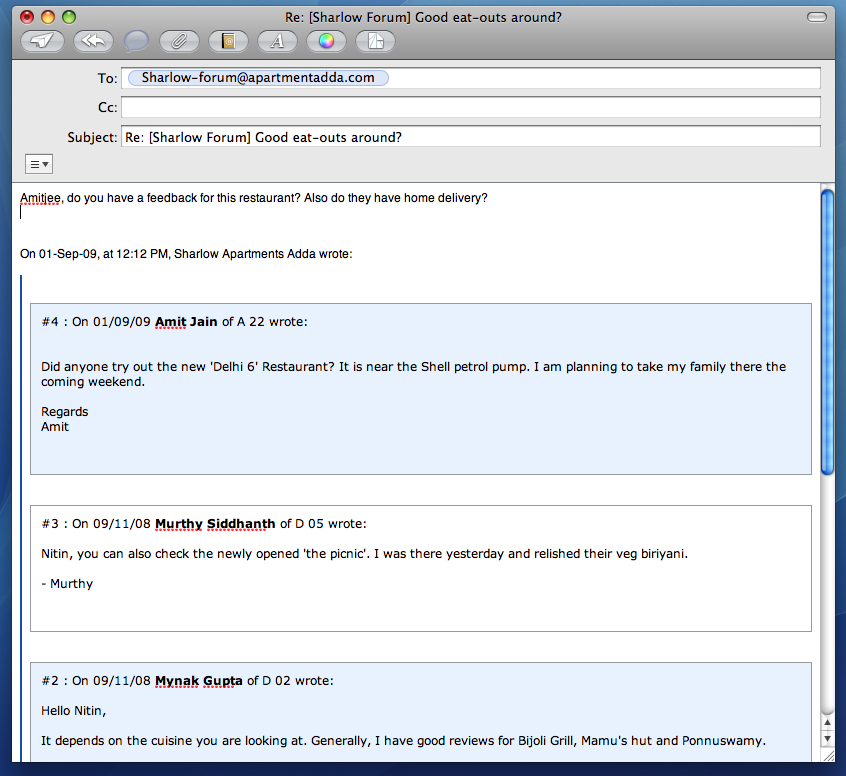 Forum post in e-mail