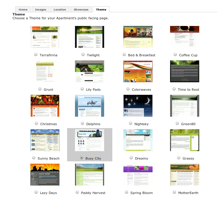 Themes to choose from