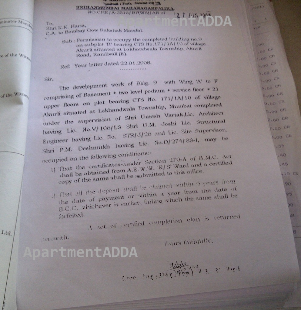 Occupancy Certificate