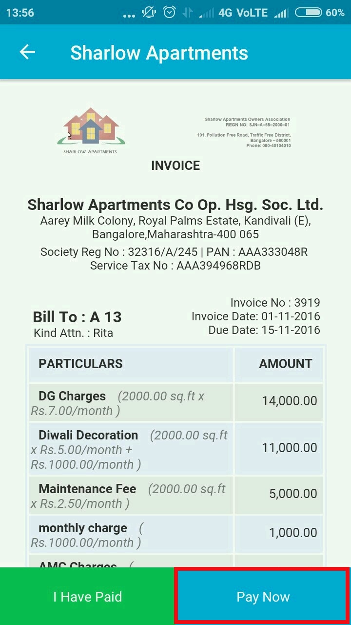 Pay Apartment Maintenance