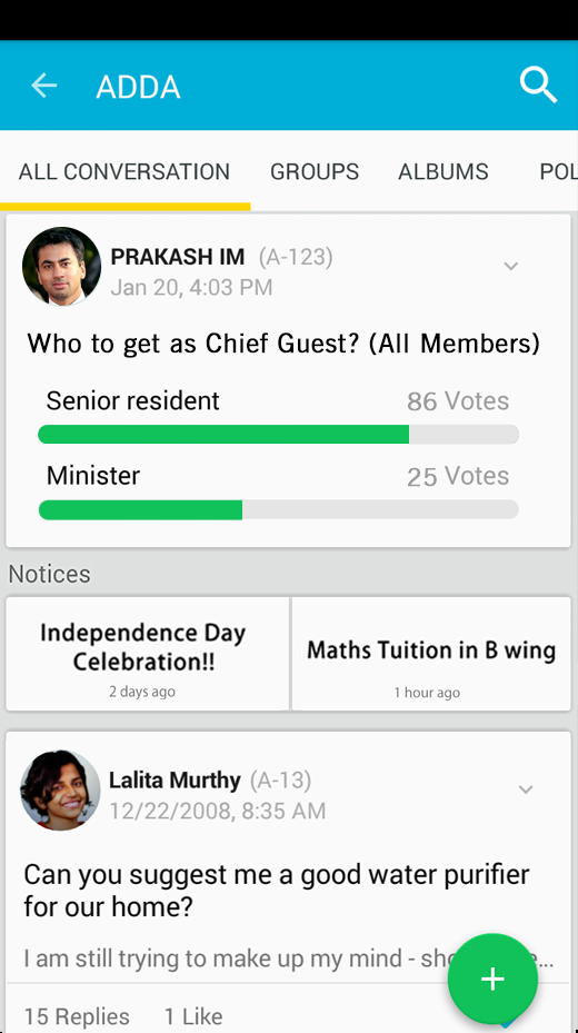 Have Discussions in forums, Notice Boards, Polls Photos shared by your Neighbors here..
