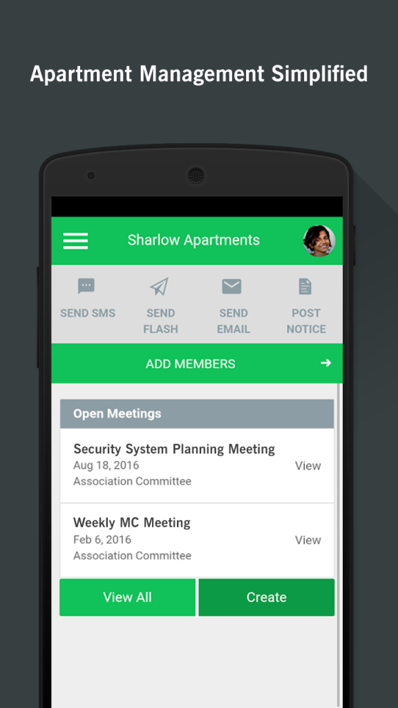 Apartment Management App Dashboard
