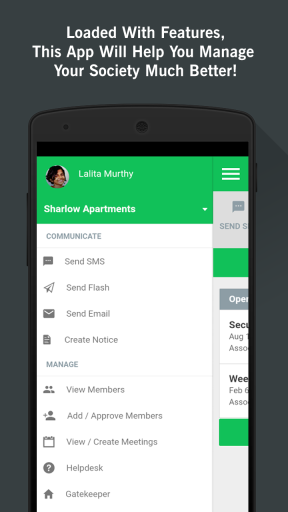 Apartment Management App Menu
