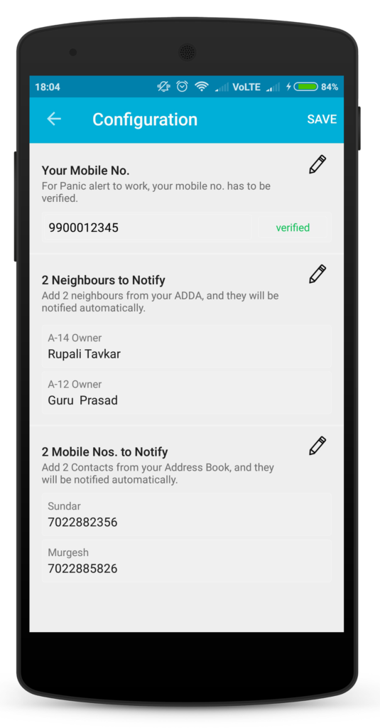ADDA app - panic alert gatekeeper