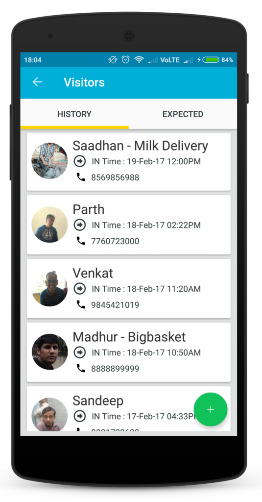 visitor notification .- ADDA gatekeeper app