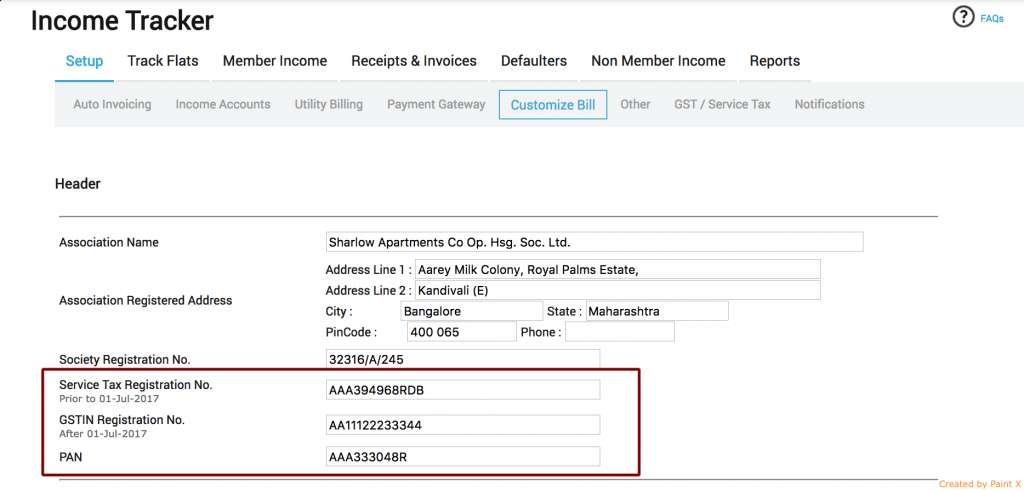 income tracker setting for GST