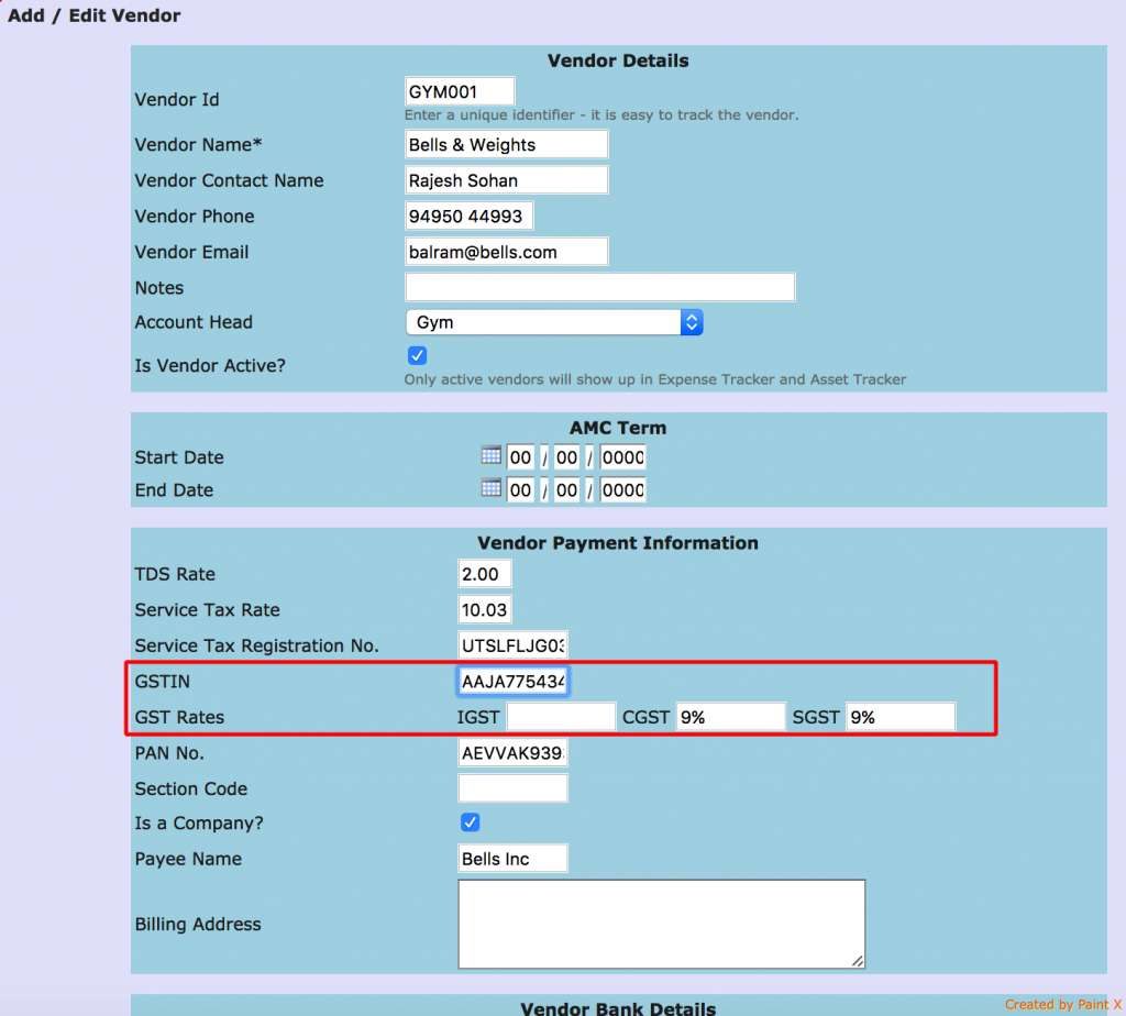 Vendor master setting for GST