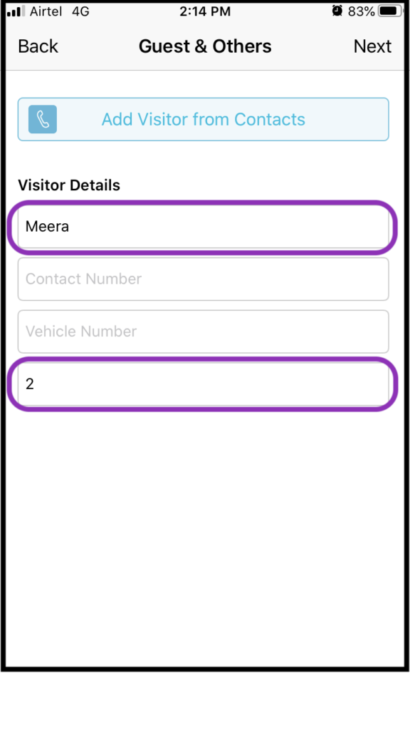 Provide Name of Expected Guest