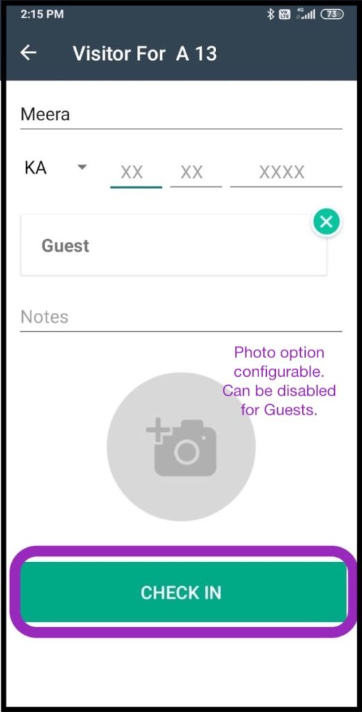 Check In Expected Visitor