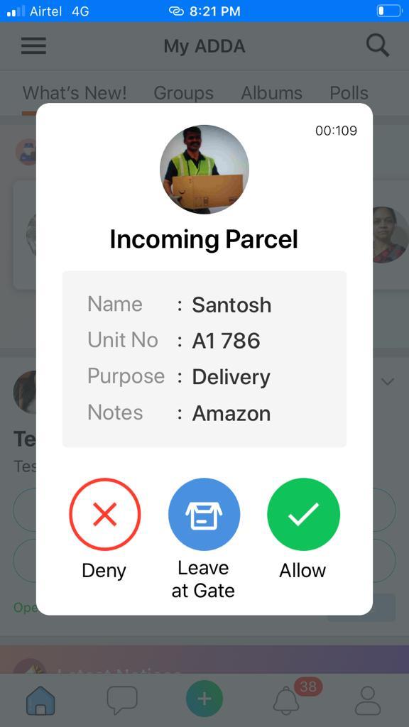 "Leave At Gate" Option from ADDA App as a preventive tool for COVID-19