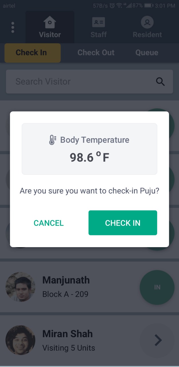 Temperature Record Feature Release - GateKeeper App