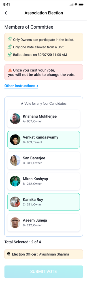 Apartment Association Election with Secret Ballot