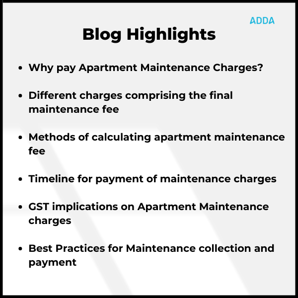 Apartment maintenance charges