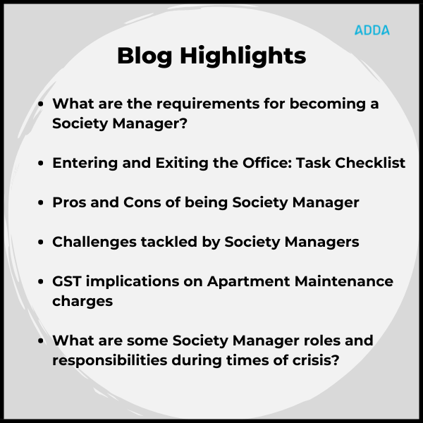 Society Manager roles and responsibilities