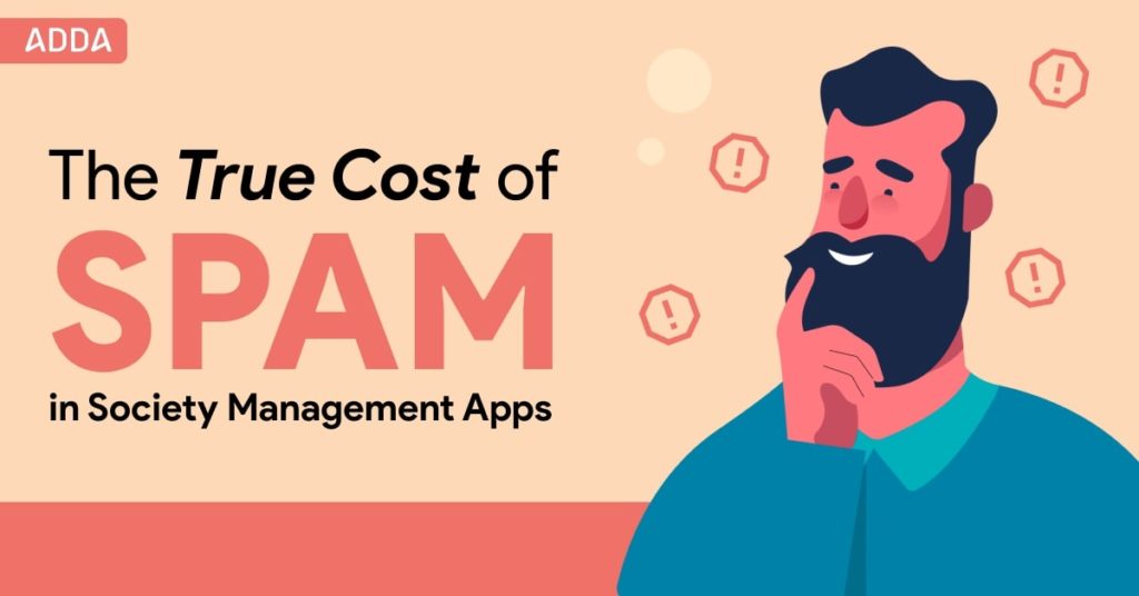 Illustration showing true cost of spam in society management apps