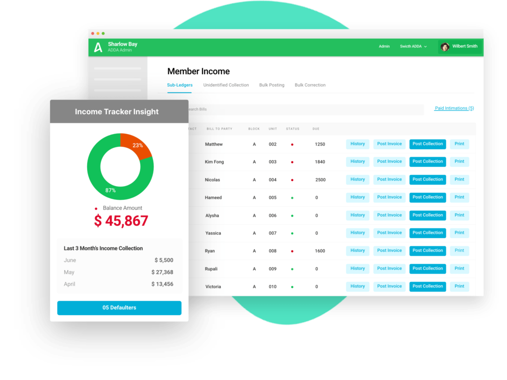 Accountings and Billings -  ADDA society accounting app 