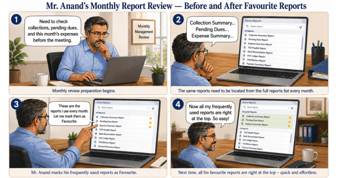 Admins Can Easily Access Favourite Reports in ADDA