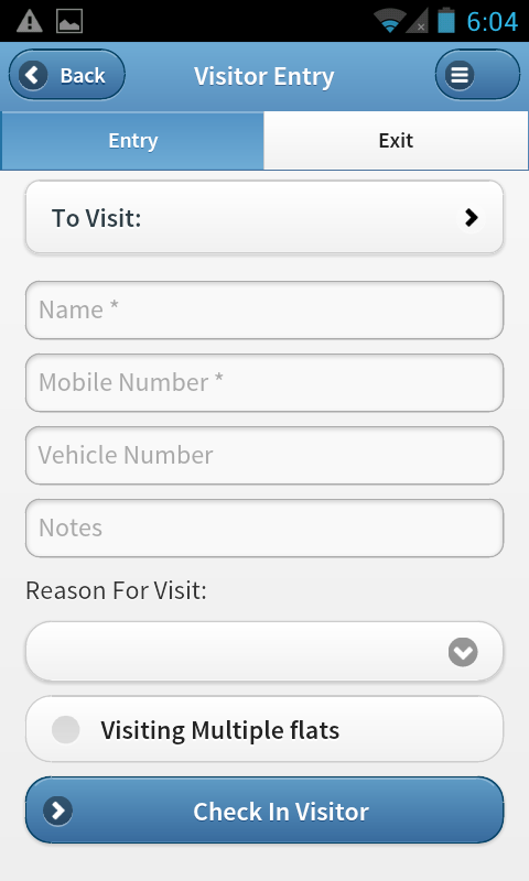 ADDA Society Accounting App - Visitor Entry
