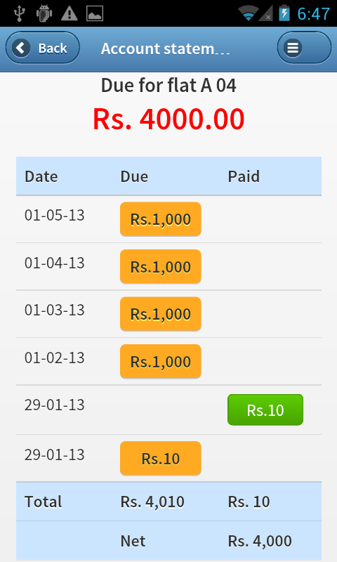 ADDA Society Accounting App - Account Summary